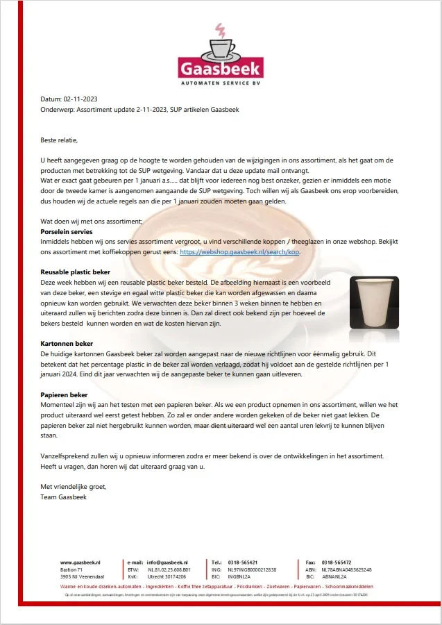 SUP wetgeving, informatiebrief klanten 02 11 2023